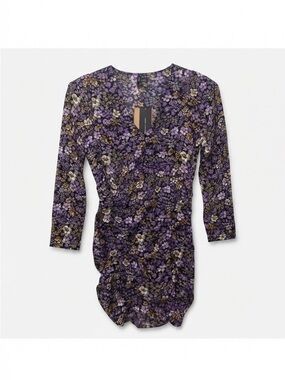 Vero Moda Purple Floral Mini Dress with Black and Brown Accents